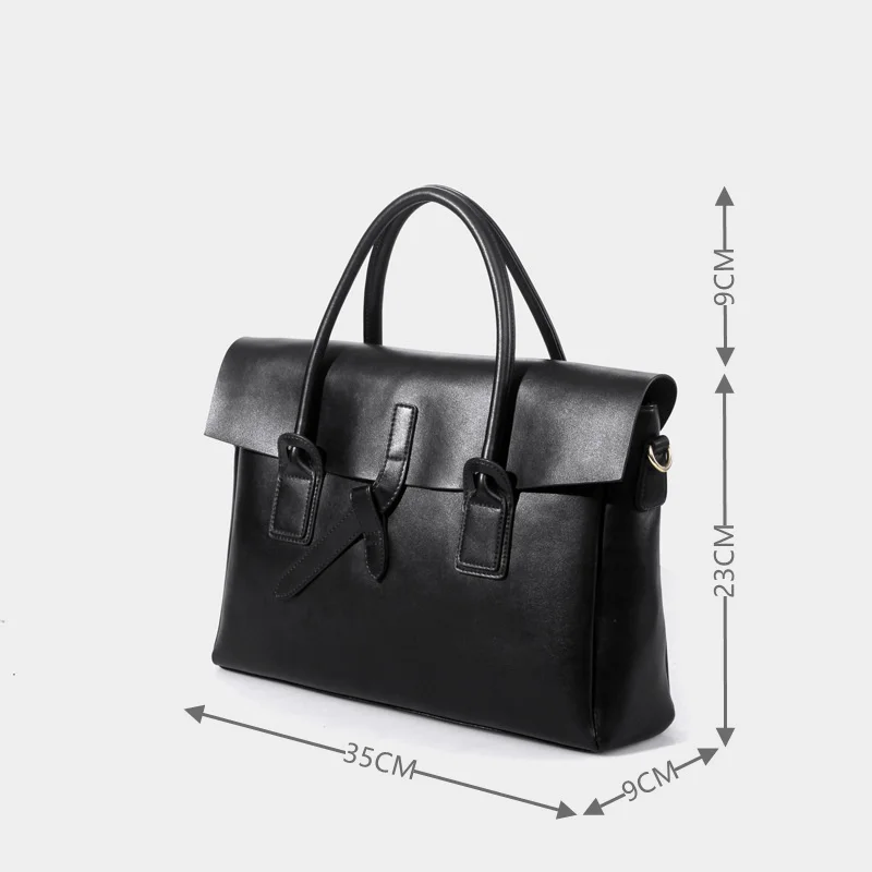 2022 new womens briefcase genuine leather laptop handbag business office shoulder bag ladies fashion female laptop briefcase free global shipping