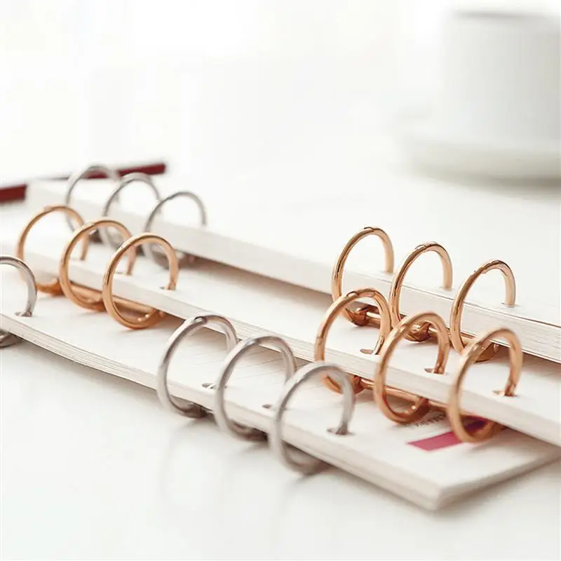 

6pcs Alloy Binder Book Rings Loose Leaf Binder Buckles DIY Notebook Clip Rings (Golden)