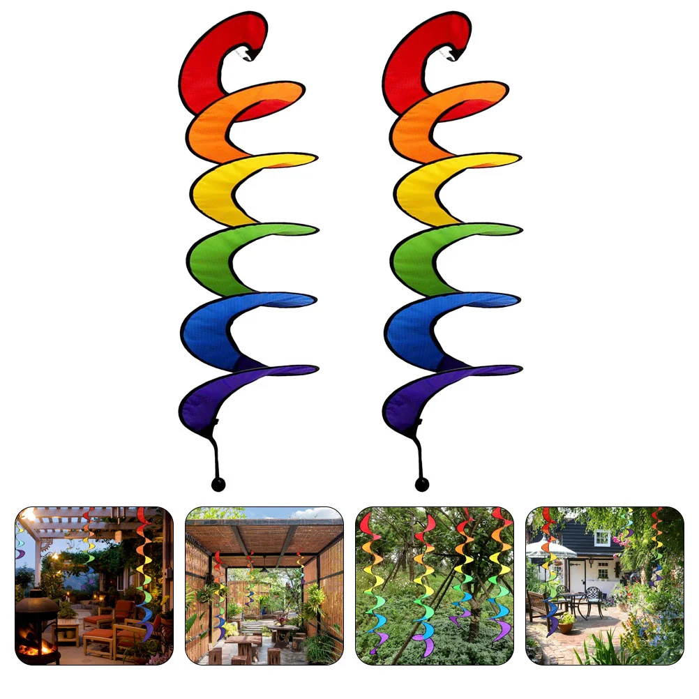 

2 Pcs Ornaments Out Door Toys Wind Catching Catchers Spiral Decor Gifts Outdoor Polyester Rotate Garden Rotating Child Hanging