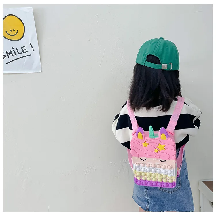 Children Decompression Toy Bags Silicone Girl Boy Unicorn Pop Its Backpack Press Schoolbag Children Backpacks Gift Hot