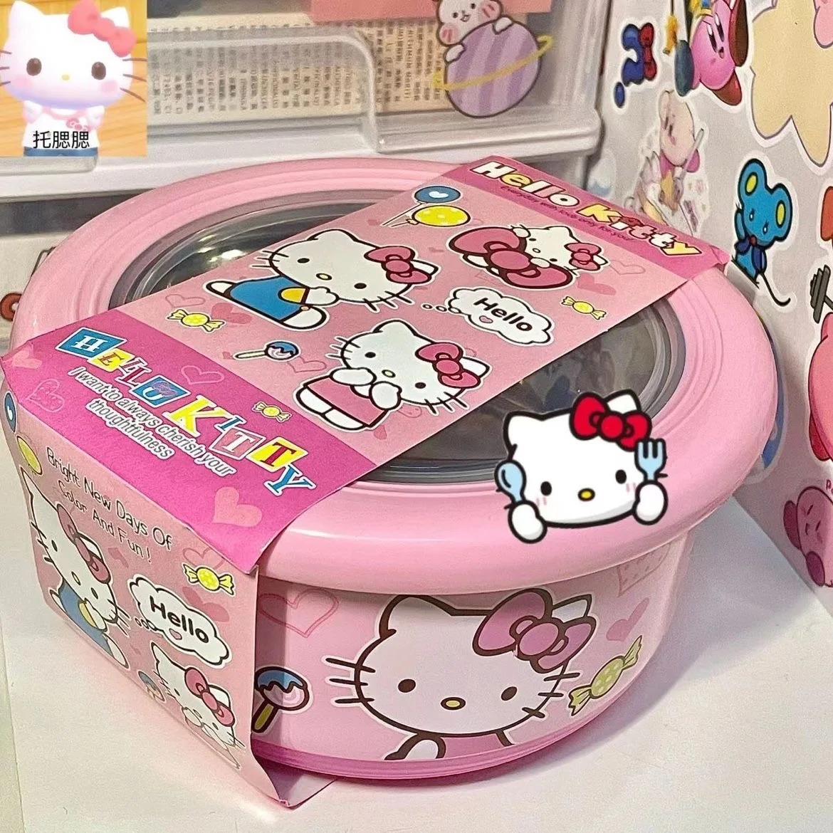 Sanrio Hello Kitty миска для рамэна из нержавеющей стали с крышкой 1200 мл большая лапши