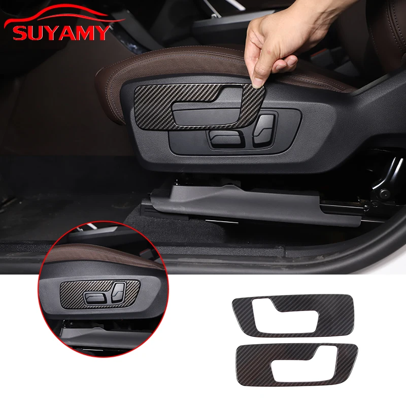 

For BMW X1 U10 2023-2024 ABS Carbon Fiber Pattern Car Seat Adjustment Button Frame Trim Protection Cover Car Accessories