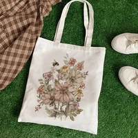 kawaii women shopper casual animal floral female cotton bag canvas tote bag shopping bags girl fabric hand bags