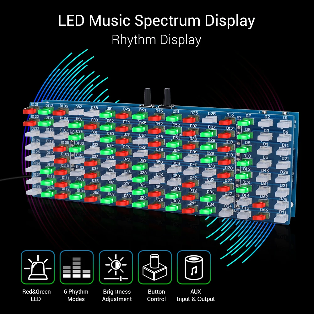 Kit electrónico de bricolaje, espectro de música LED, indicador de nivel de Audio intermitente C51, controlador MCU, Suite de entrenamiento de soldadura