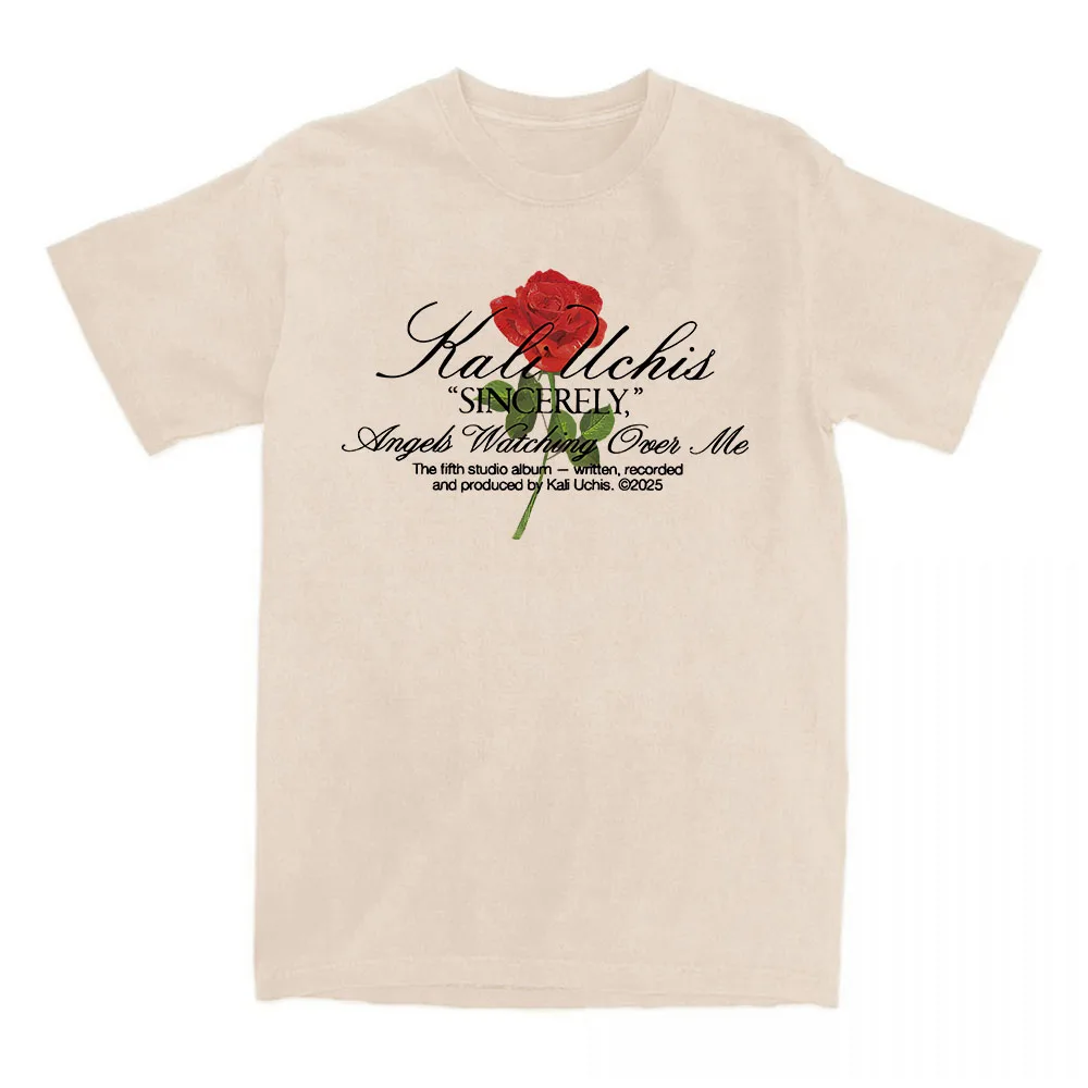 Фото Футболка Sincerely Rose KALI UCHIS Singer, футболки с графическим рисунком, хлопковая женская футболка с короткими рукавами, женская и мужская одежда, повседневные свободные футболки №5
