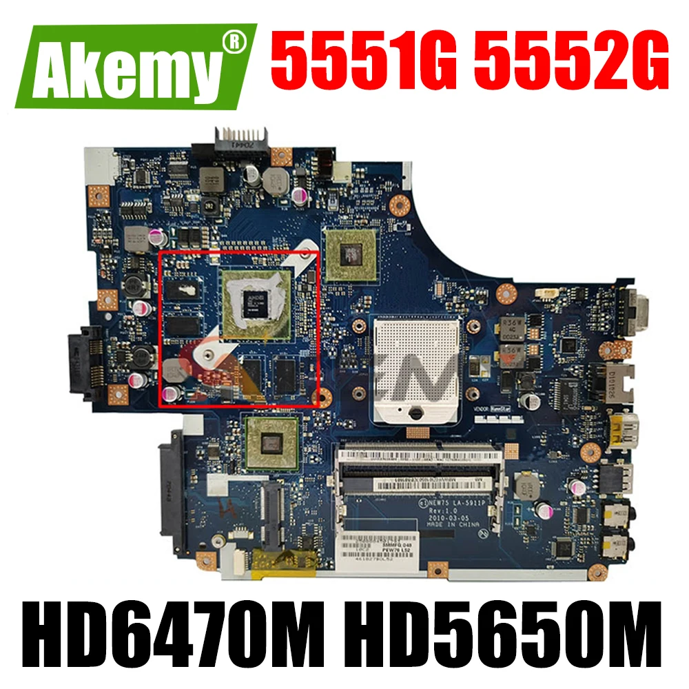 

LA-5911P 5552G Motherboard For Acer aspire 5551G 5552 5552G LA-5911PLaptop Motherboard mainboard NEW75 with HD6470M HD5650M GPU