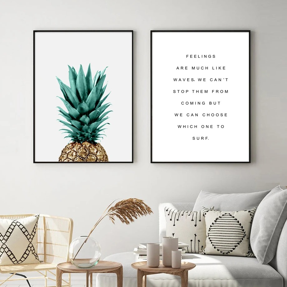

Golden Pineapple Feelings Quotes Modern Art Canvas Painting Paper Nordic Prints And Posters Wall Pictures For Living Room Decor