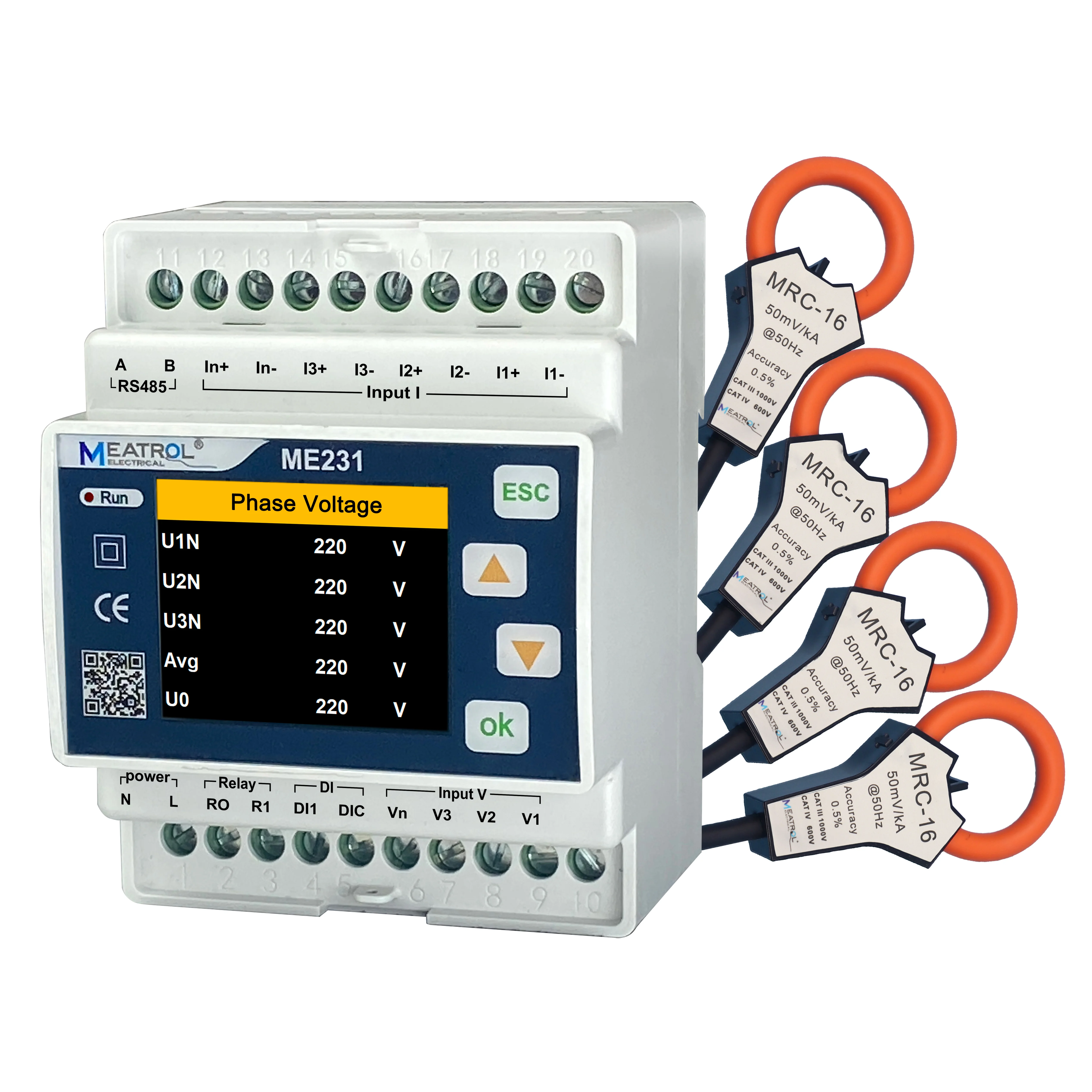 

Измеритель электроэнергии Rogowski 100A 600A, катушка Din Rail, измеритель электроэнергии