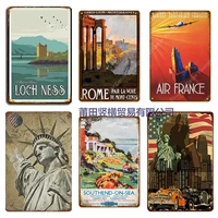 travel to new york tin sign vintage india london poster famous countries plaque art gift vintage home room wall decor