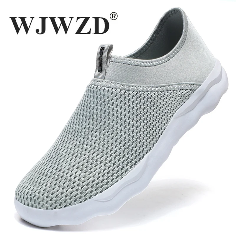 

Кроссовки мужские сетчатые без шнуровки, дышащие легкие кеды, Повседневная прогулочная обувь, модель 36-48