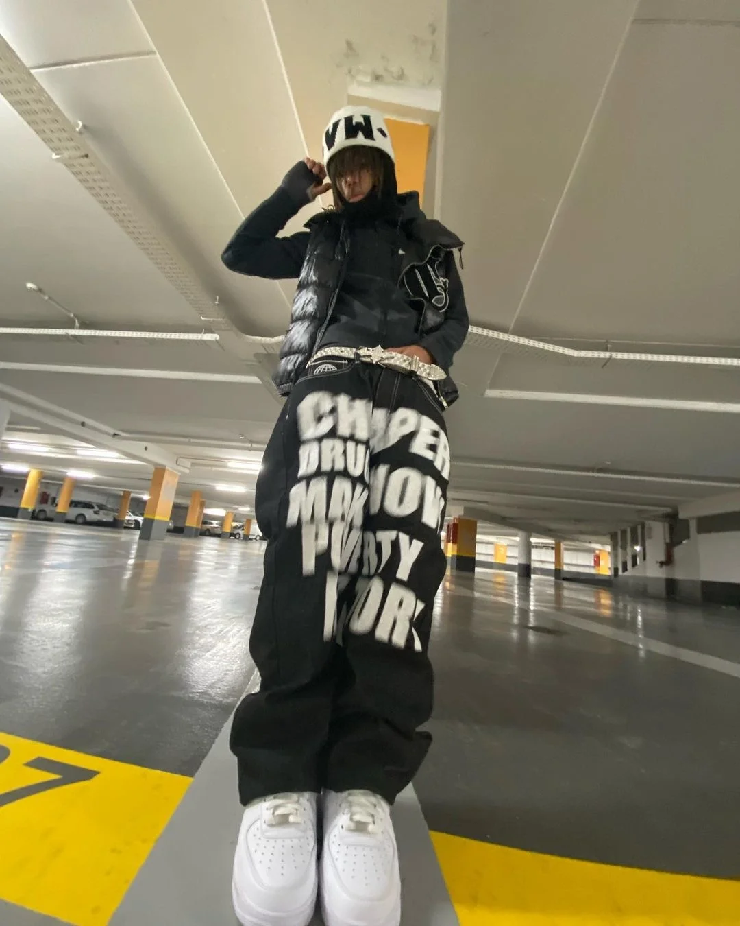 

Trend Y2k Jeans New Hip Hop Letter Printed Black Pants Men Women Fashion Punk Loose Straight Wide Leg Trousers Streetwear