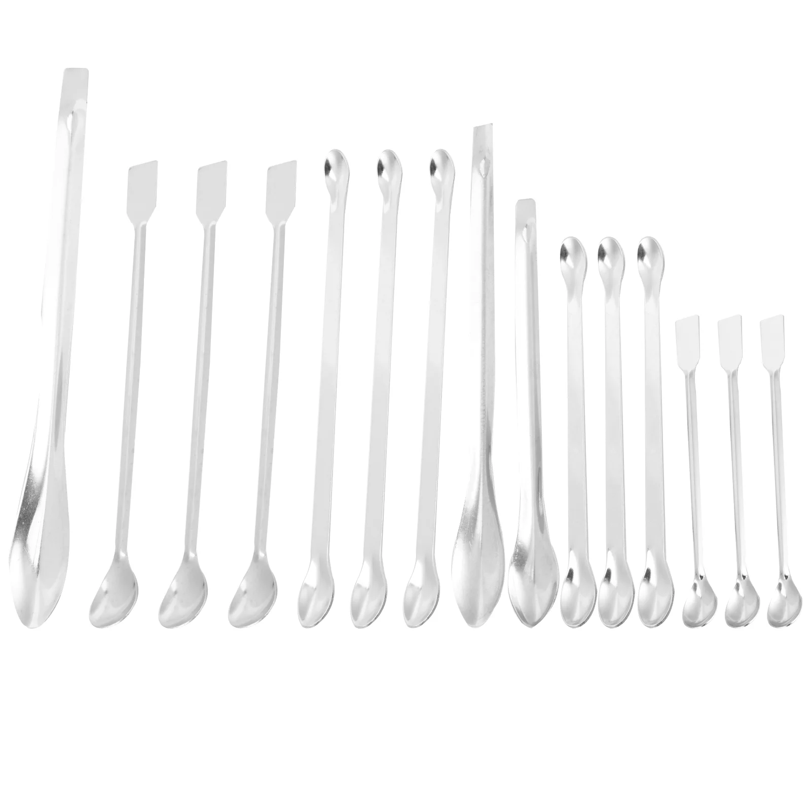 15pcs Stainless Steel Spatula Laboratory Spatula Spoon Scoop Laboratory Supplies for Powders Cap Filler Filler ( Silver )