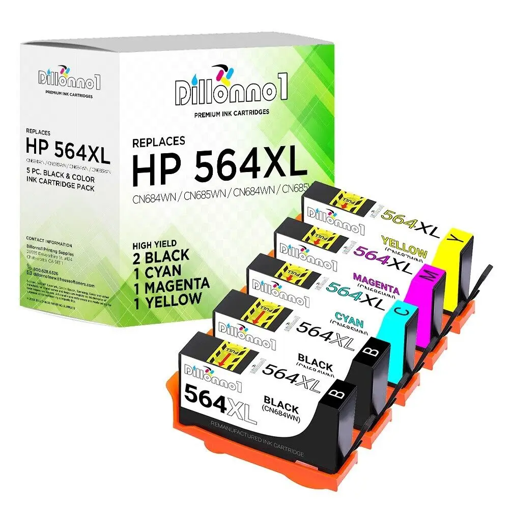 Набор чернил 5PK # 564XL для HP Deskjet 3070a 3520 3521 3522 3526 OfficeJet 4620 4622