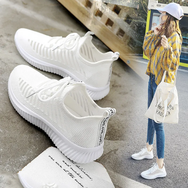 

Fashion Versatile Casual Flat Korean Women's Mesh Shoes Student Hollow Sneakers Breathable Running Shoes
