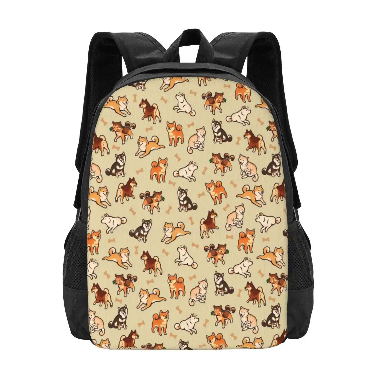 

Shibes In Cream Large Capacity School Backpack Laptop Bags Shiba Inu Dogs Pattern Cute Yellow