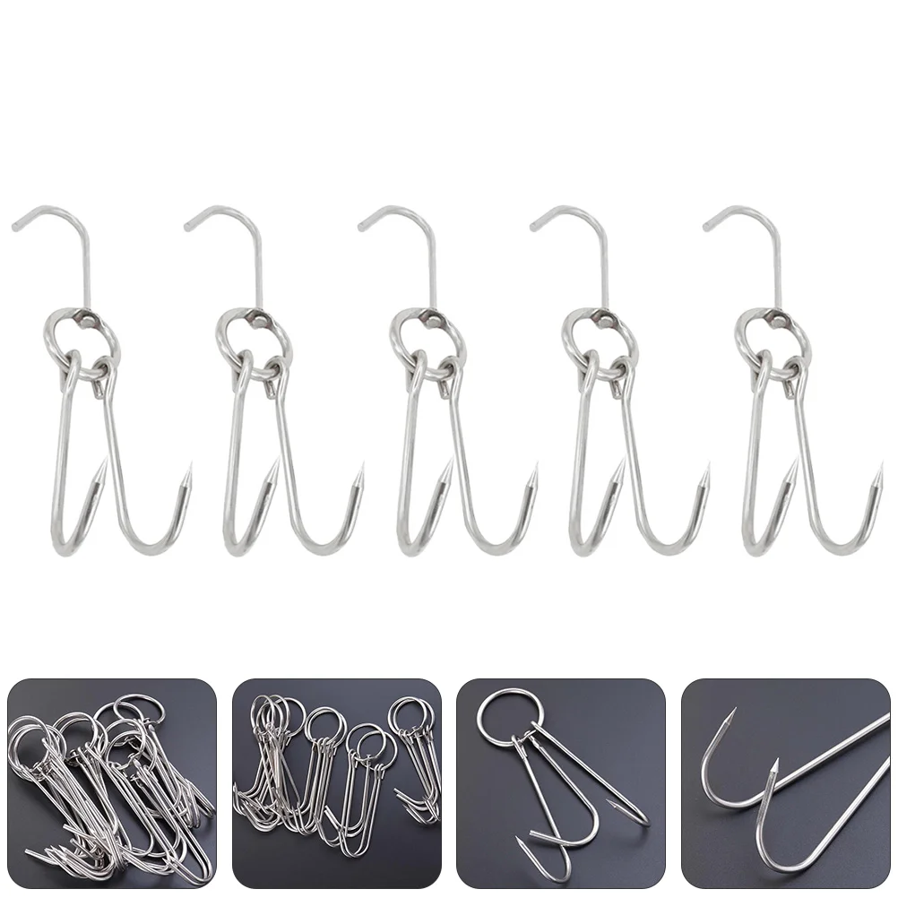 

10 Pcs BBQ Hook Hangers Heavy Duty Creative Meat Hooks Hanging Grill Bacon Shop Stainless Steel