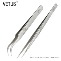 2 pcs vetus sp series stainless steel tweezers anti acid none magnetic for false eyelash makeup and repairing lab clamping tools