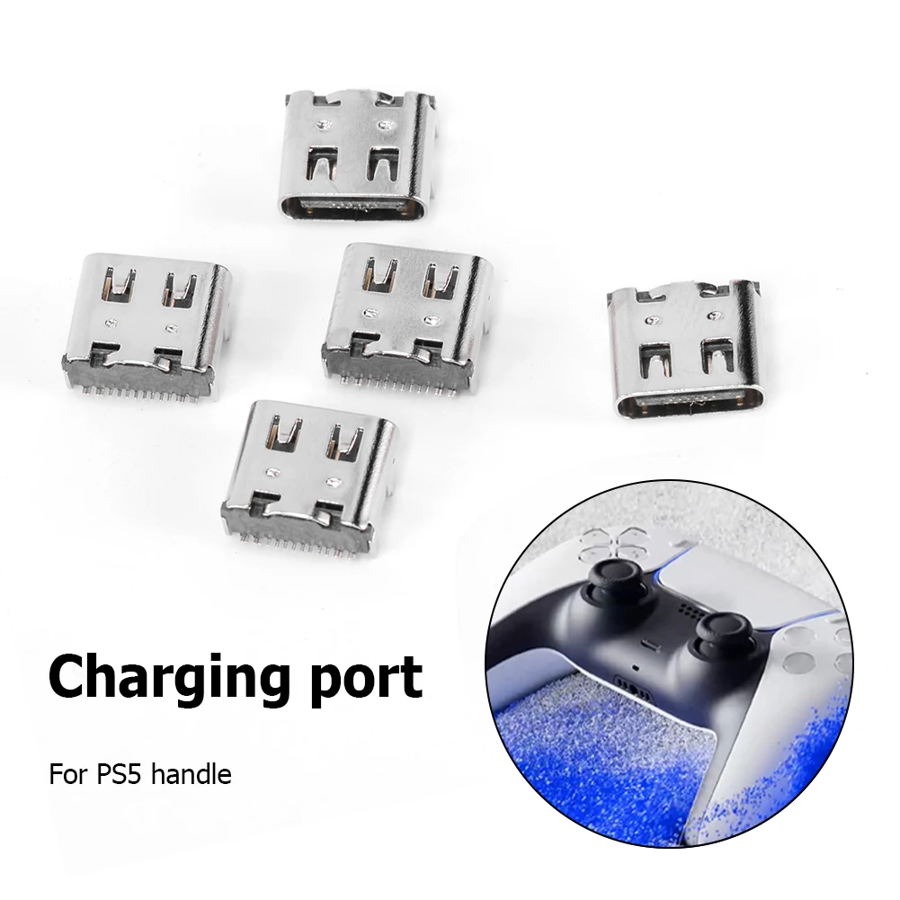 

5pcs Micro USB Power Connector Type-C Charging Socket USB C Port Charger Power Jack Replacement for PS5 Controller Repair Part