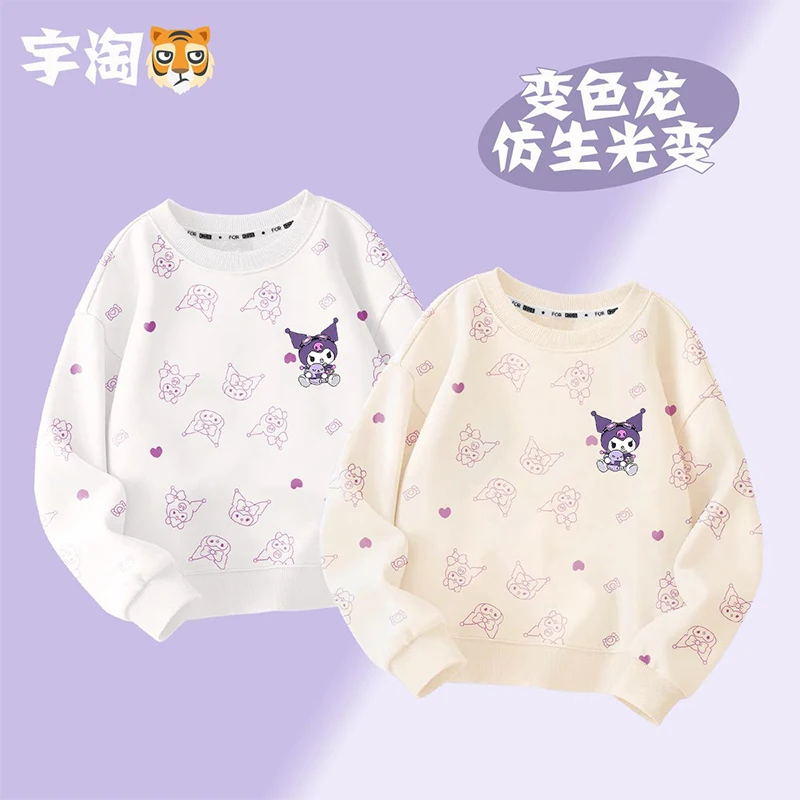 2024 Новая толстовка Sanrio Kawaii Kuromi с капюшоном Girl Heart Sweet Cute Cartoon My Melody Футболка