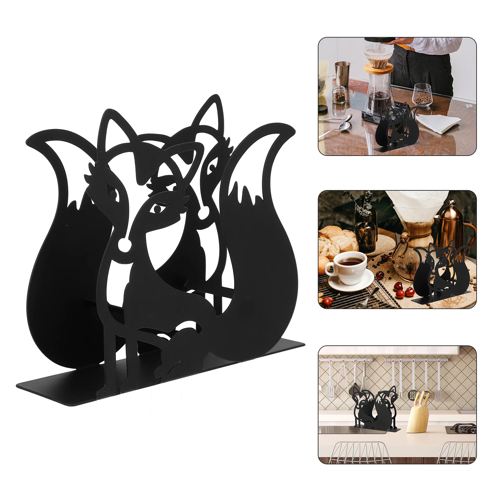 

Coffee Filter Paper Holder Rack Storage Stand Dispenser Filtering Metal Fox Filters Container Support Accessory Desktop Figure
