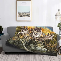 wolf pattern blanket ancient predator plush awesome flannel warm blanket for bedding spring and autumn
