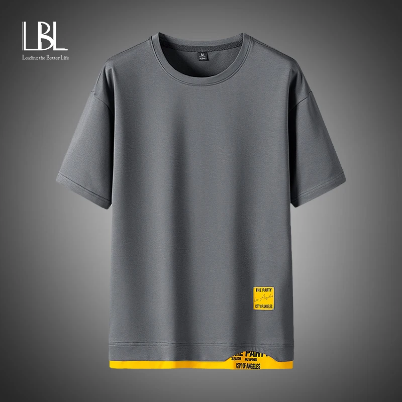 

Модные брендовые Мужские футболки в стиле хип-хоп 2022 Летняя мужская футболка новые повседневные однотонные футболки уличная брендовая оде...