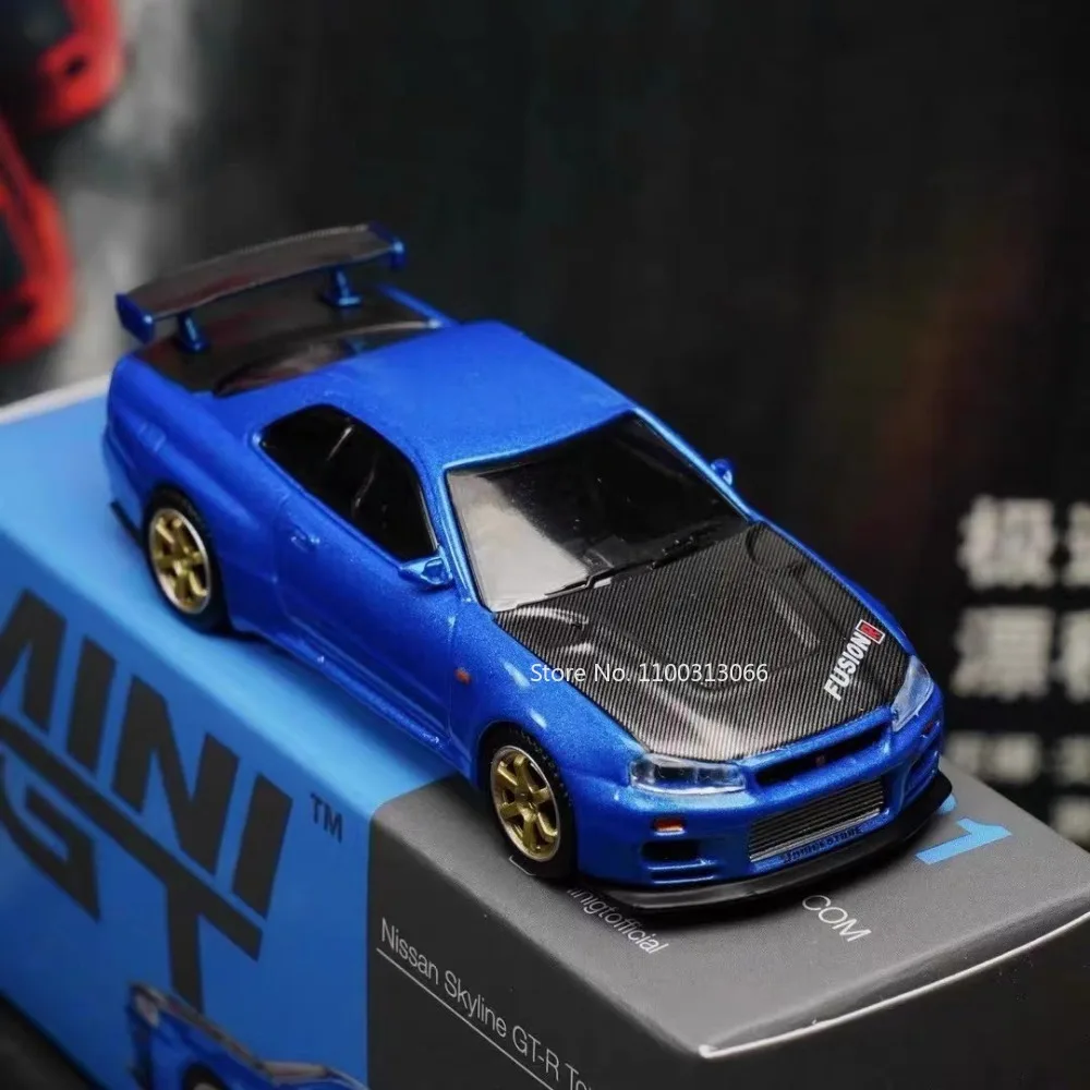 

Модель автомобиля Nissan Skyline GTR R34, металлическая литая модель корпуса из сплава, статическая модель, отличный спортивный автомобиль для мальчиков, подарки, 1:64