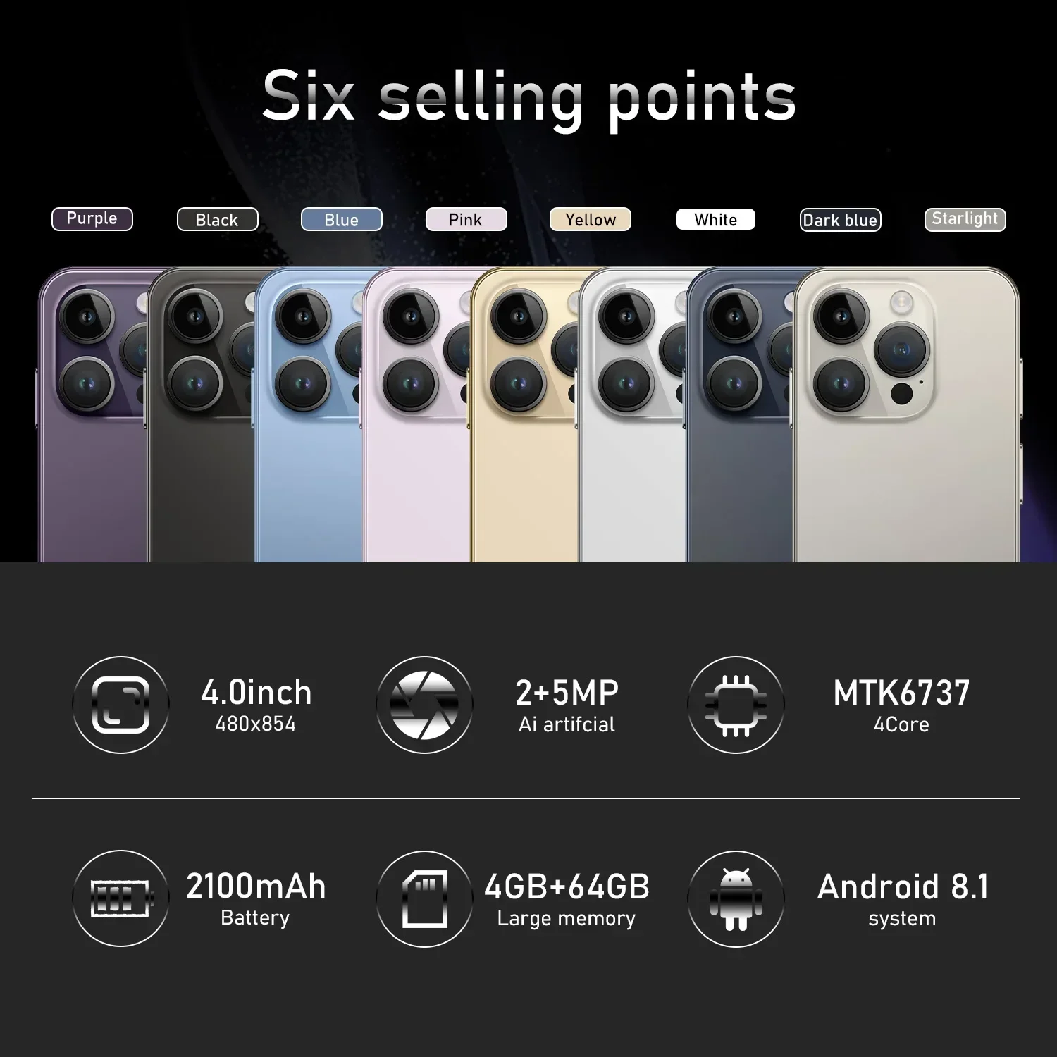 2025 Мобильные телефоны I15 mini 4 0 дюйма 5G Смартфон с двумя SIM-картами 5MP