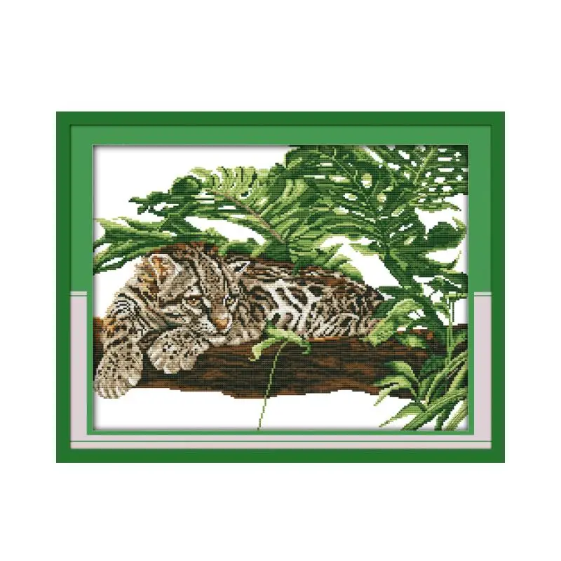 Картина Африканский тигр на дереве домашний декор счетный рисунок холсте наборы