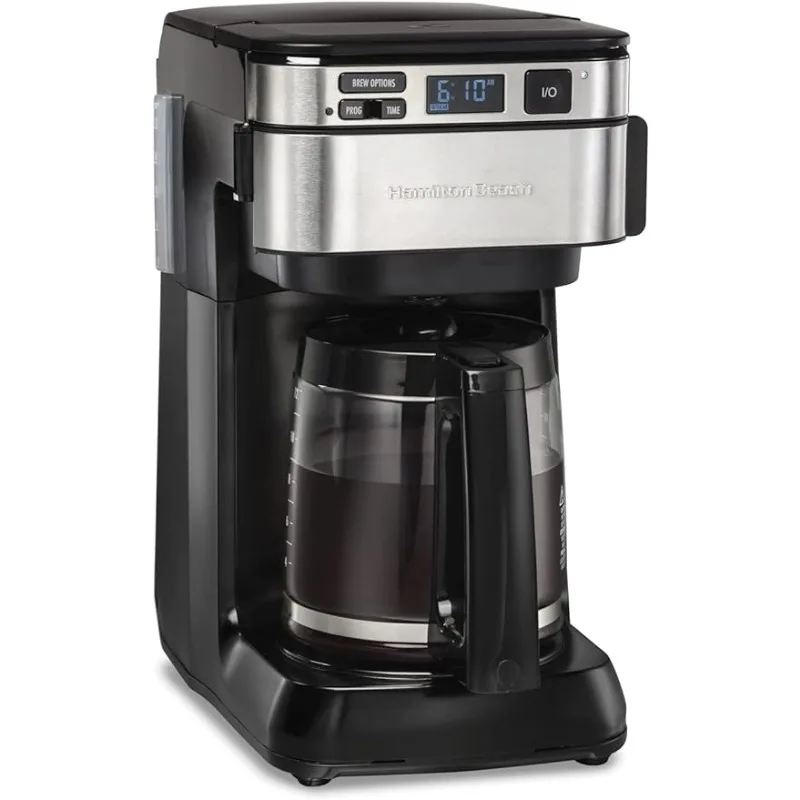 

Programmable Coffee Maker, 12 Cups, Front Access Easy Fill, Pause & Serve, 3 Brewing Options, Black (46310)