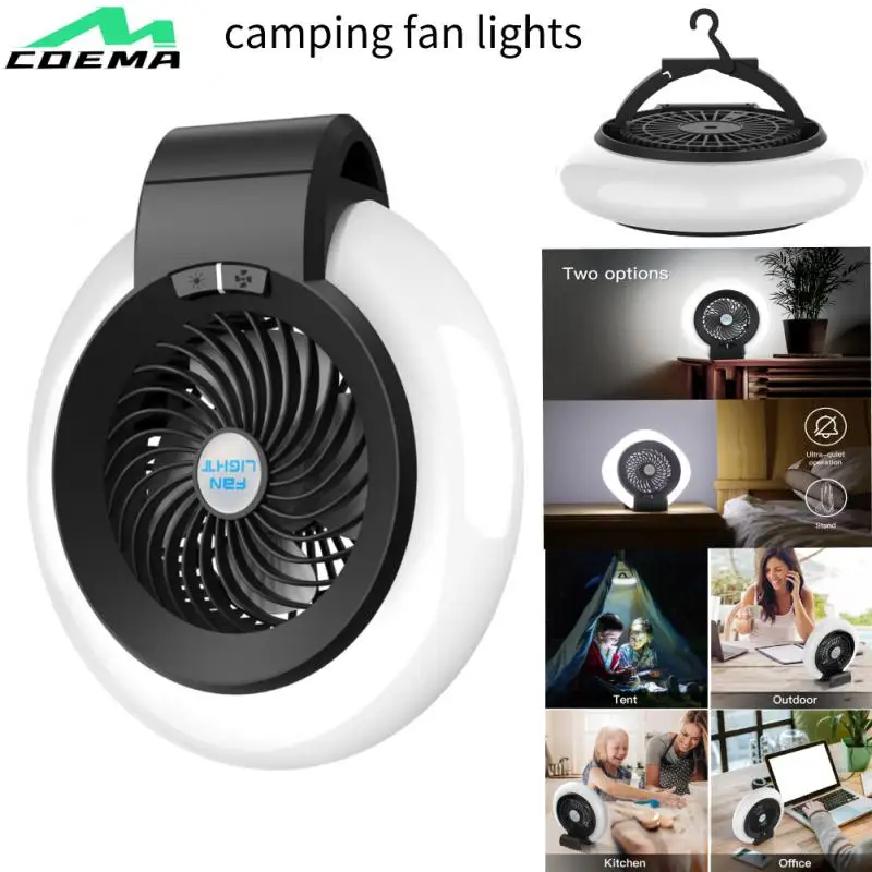 

Mini Portable Fan Camping Lamp USB Rechargeable Night Light Cooling Handheld Fan For Tent Speed Adjust ventilador 190*190*50mm
