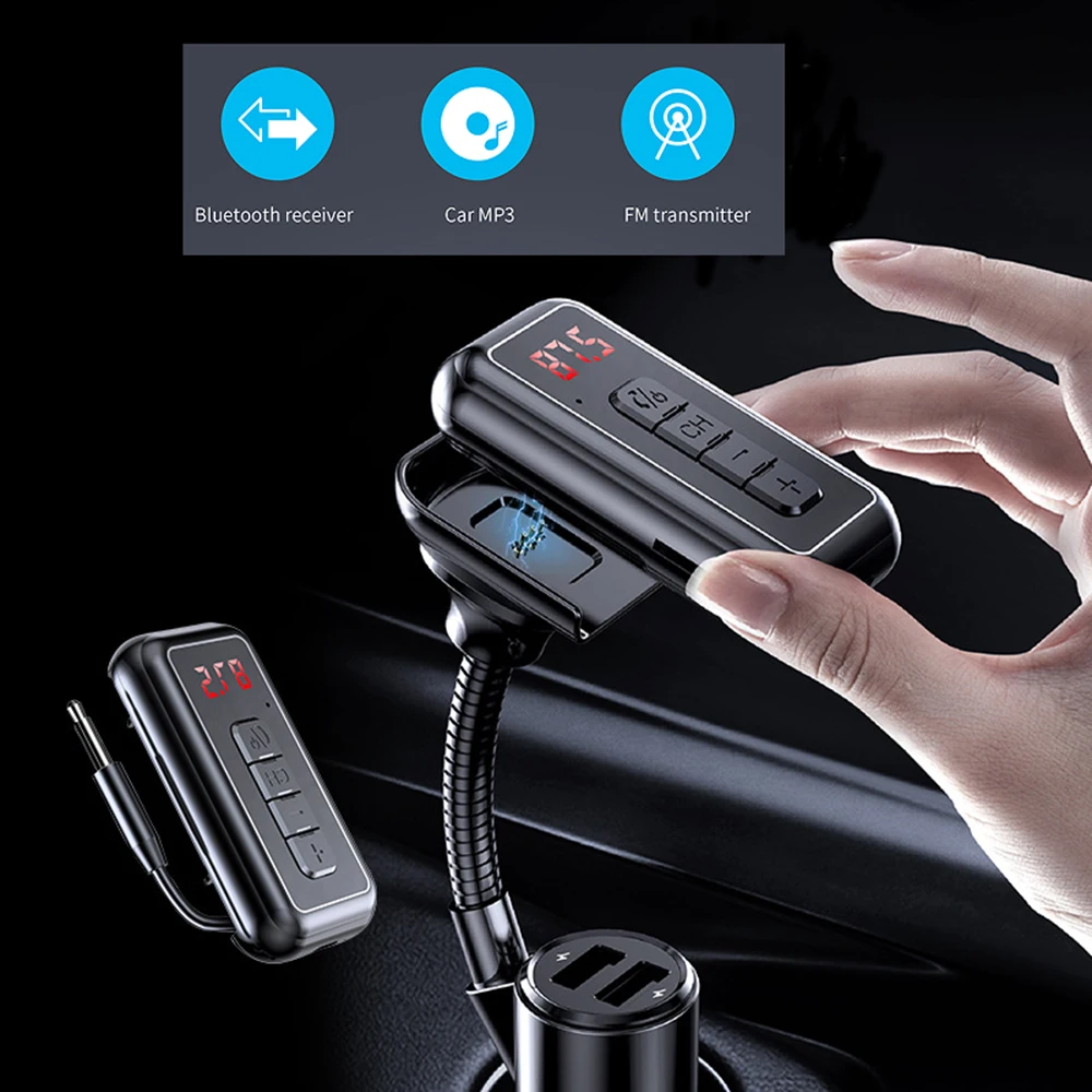 

New Version Car Bluetooth 5.0 FM Transmitter Wireless Receiver Radio Adapter 2.4A USB Ports AUX Output Mp3Player Car Accessories