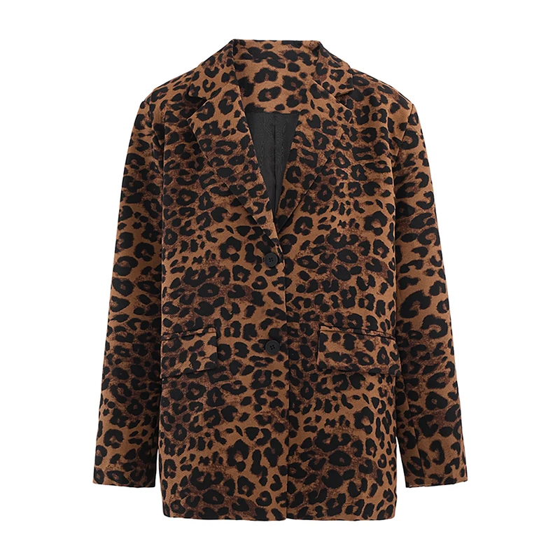 Пиджак LANMREM женский с леопардовым принтом уличная одежда английским воротником
