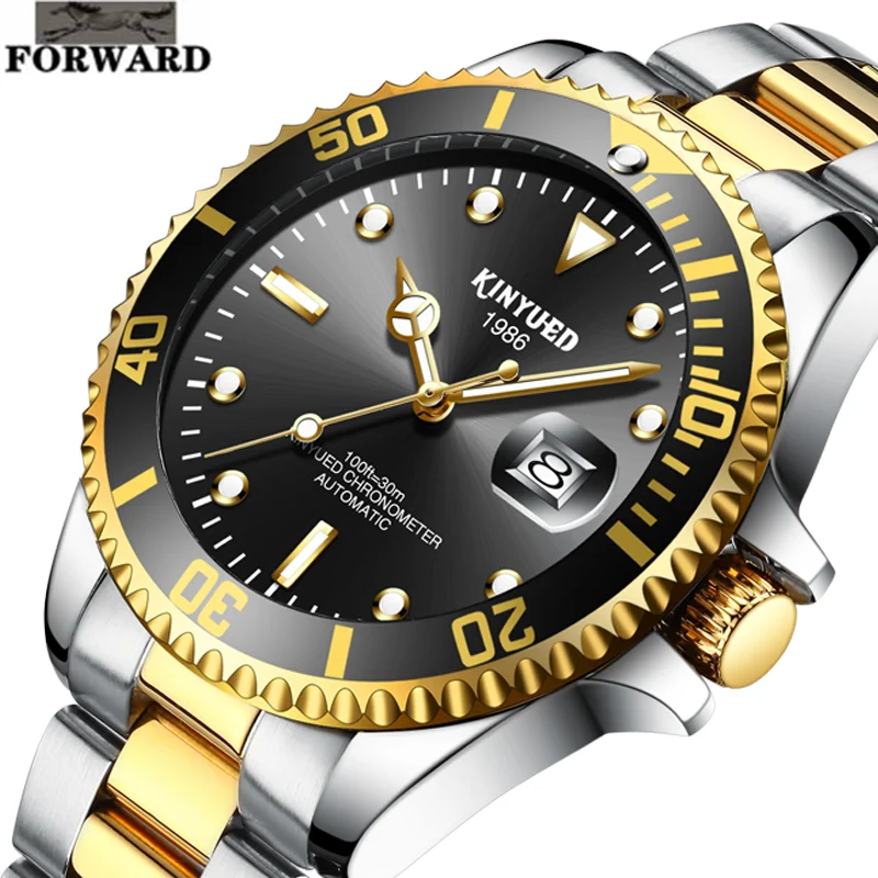 

Alloy watch case stainless steel strap luminous waterproof men's automatic watch Ore reinforced glass surface mechanical watch