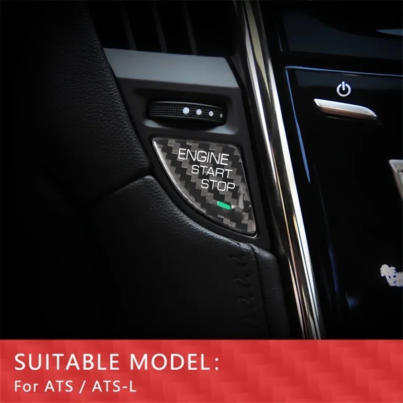 Фото Наклейка на кнопку старт-стоп для Cadillac серии ATS и ATS-L, декоративная наклейка для салона автомобиля, наклейка на двигатель из настоящего карбона. №4
