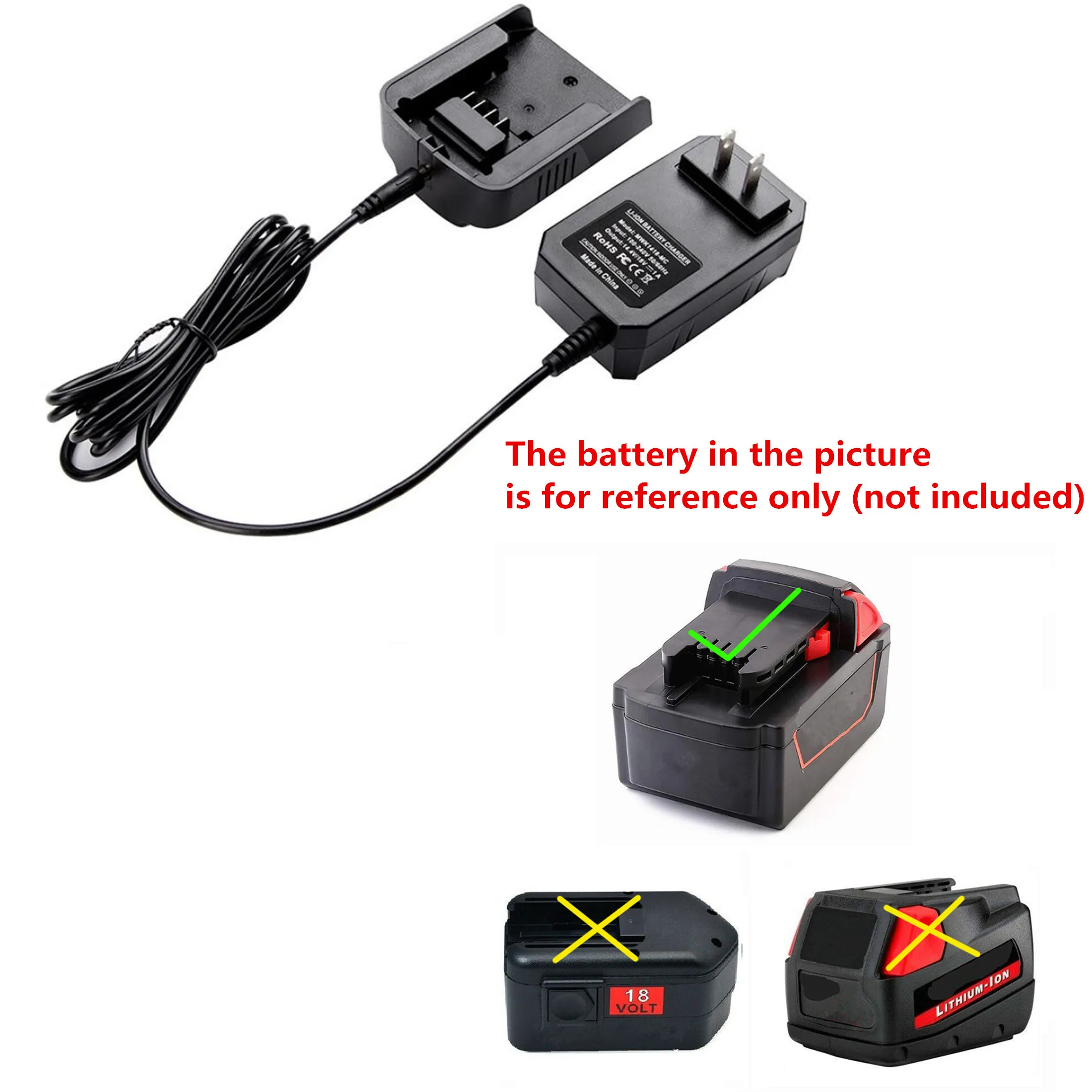 

Portable 1A Li-ion Battery Charger for Milwaukee 14.4V- 18V M18 M14 Lithium Battery charger safe and convenient Newest
