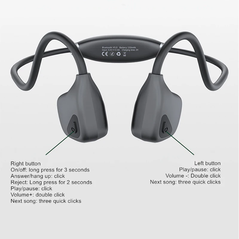 H13 Bone Conduction Wireless Bluetooth Earphone HiFi Stereo Earbud  Sport Waterproof Handsfree Headset Speaker With Mic enlarge