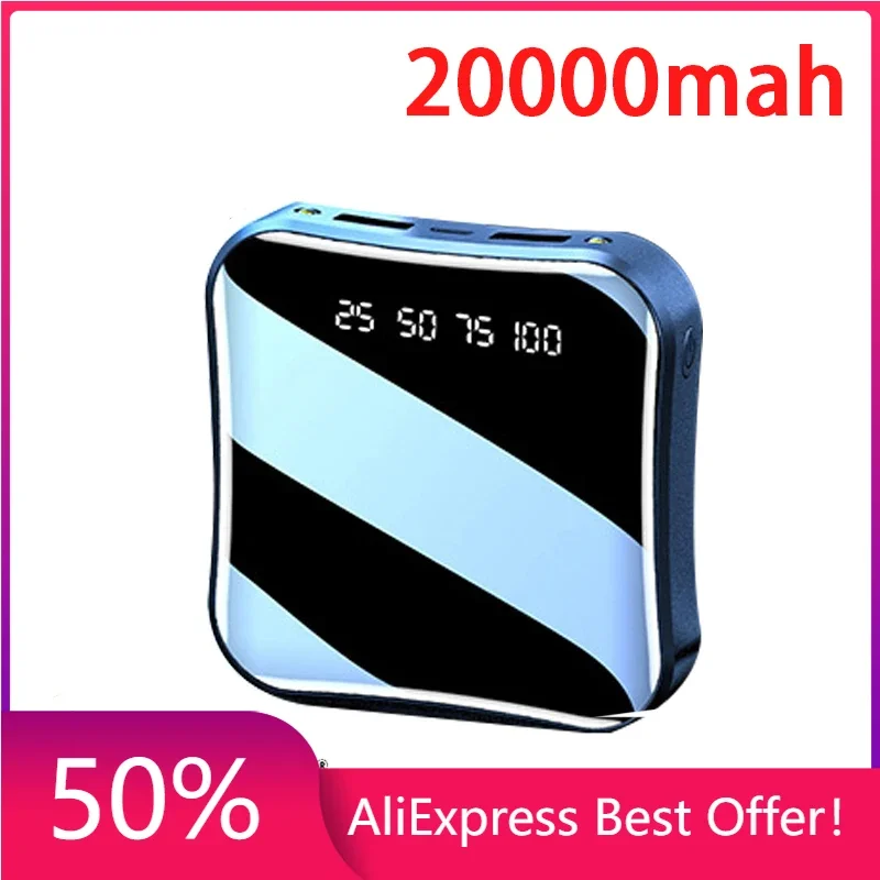 

20000mAh Mini Power Bank 2USB LED Display Portable External Battery Charger Powerbank High-capacity Mobile Power Banks for Phone