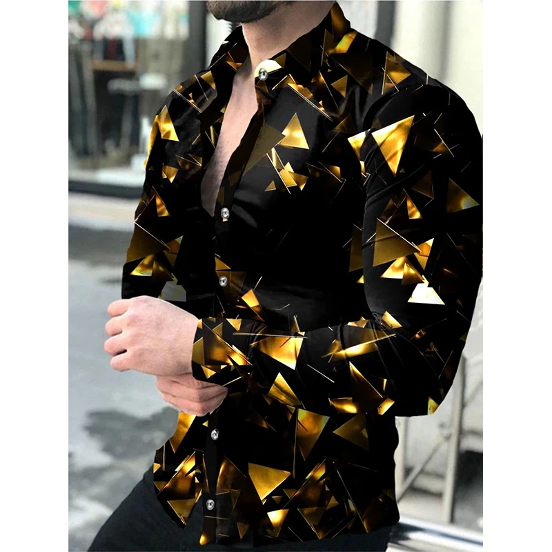 

Luxury Men Shirts Turn-down Collar Buttoned Shirt Casual Designer Lens Print Long Sleeve Tops Men's Clothing Prom Party Cardigan