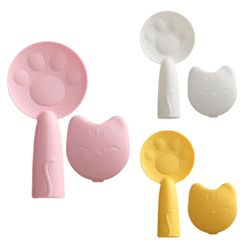 

Non Stick Rice Paddle Cat Shape Rice Cooking Scoop With Storage Holder Free-Standing Rice Scooper Kitchen Accessories