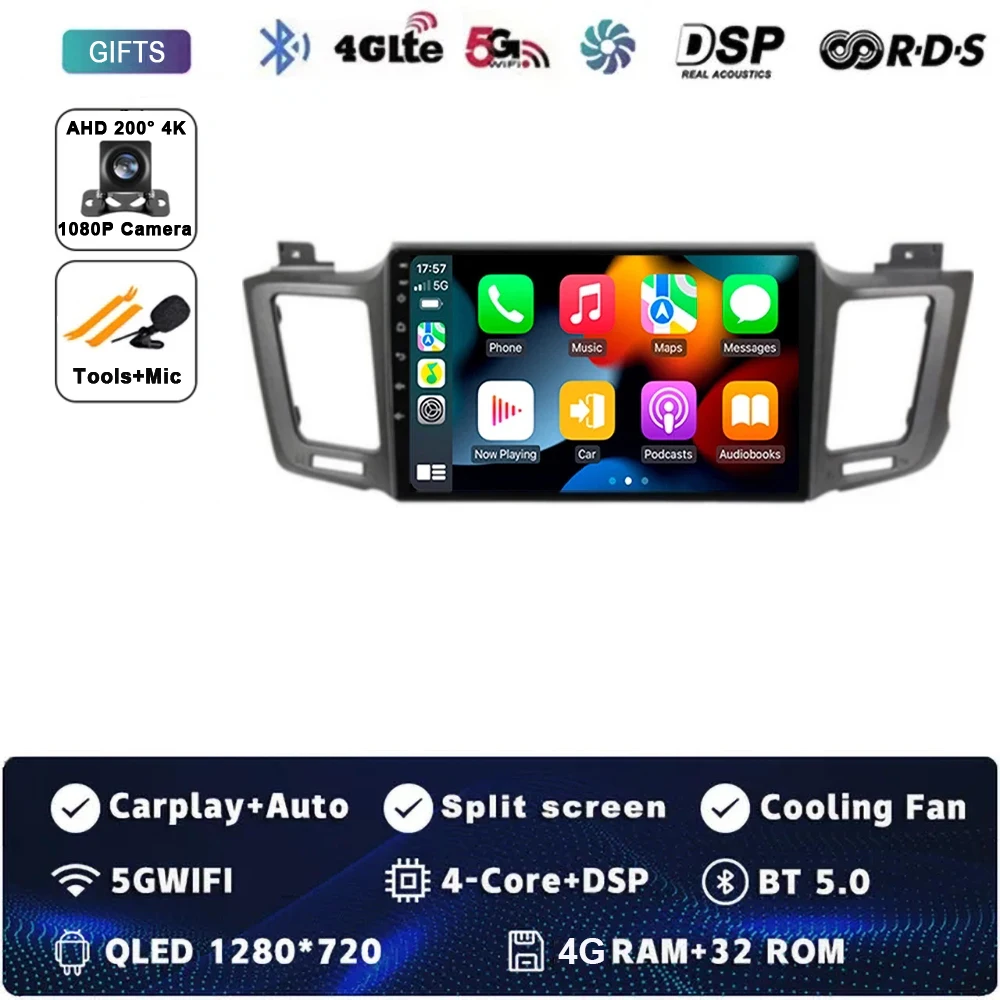 

Автомобильный радиоприемник для Toyota RAV4 RAV 4 XA40 2012-2019 Carplay Android 14 Автомобильный стерео мультимедийный плеер DSP 2 Din carplay + auto RDS