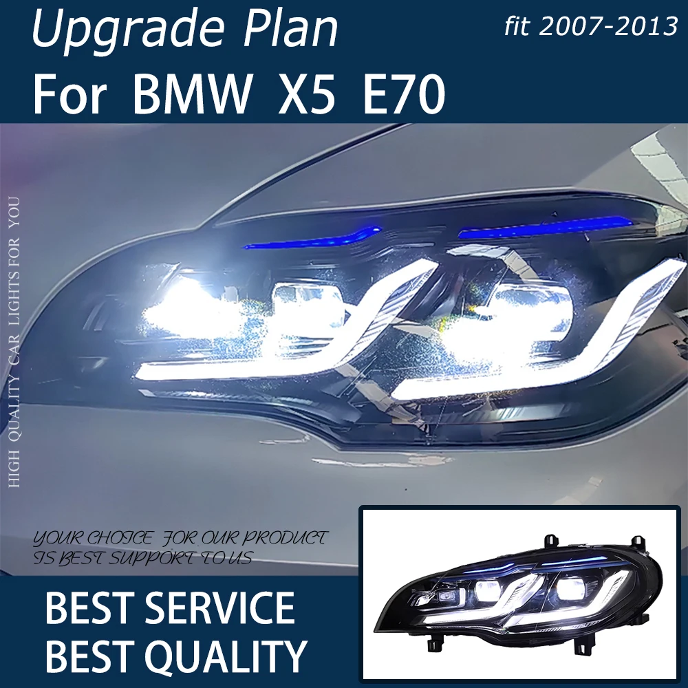 Автомобильные фары для BMW X5 E70 2007-2013 лампа автомобильной в сборе обновленная синяя
