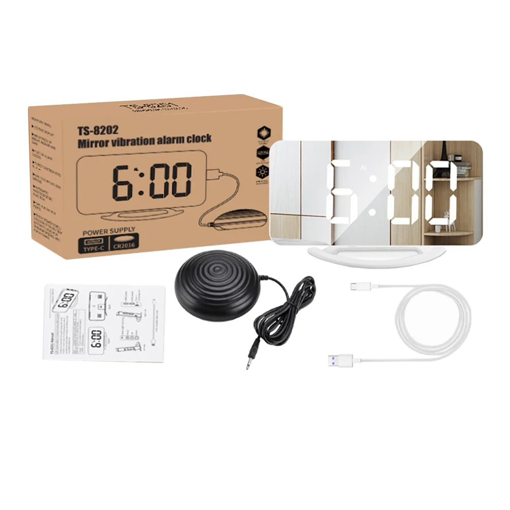 

Clock Alarm Digital Vibrating Led Mirror Bed Bedside Shaker Small Bedroomkids Shaking Table Display Purple Vibration Design