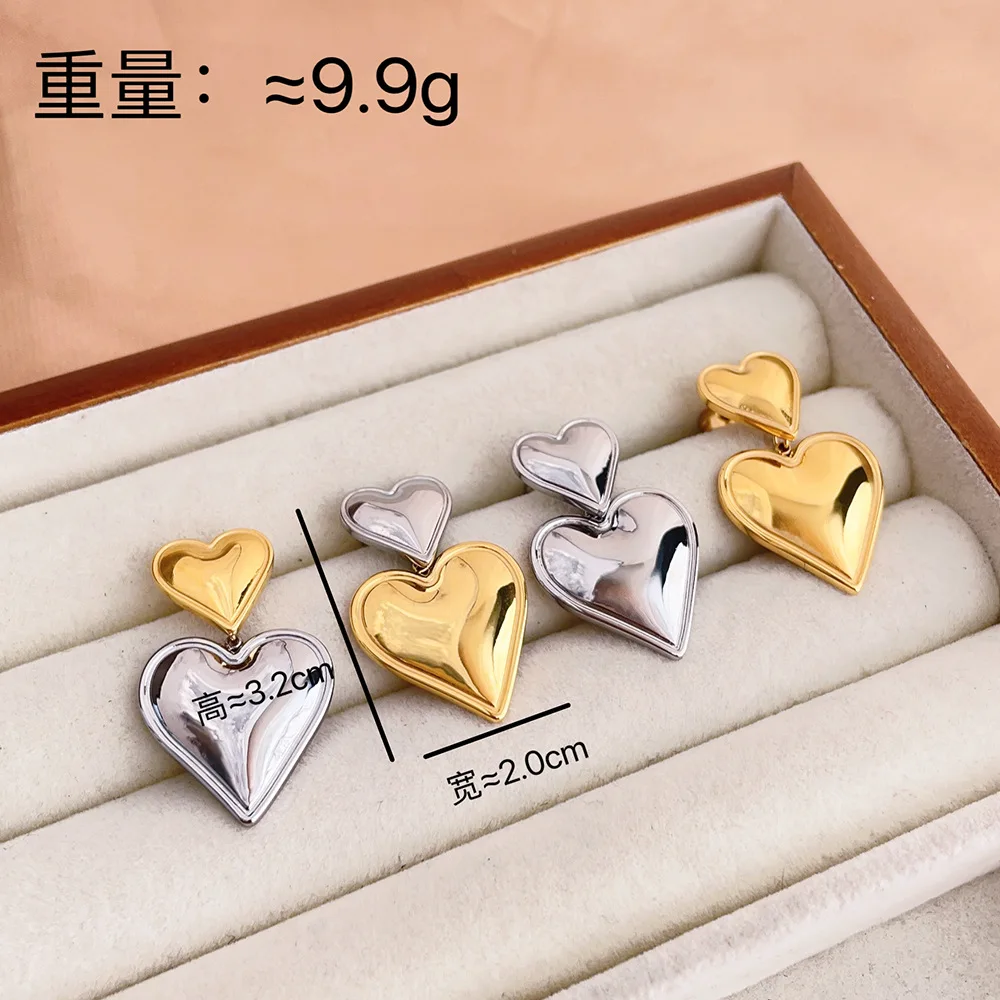 Серьги-подвески Doulbe в форме сердца для женщин серебряные золотые серьги из