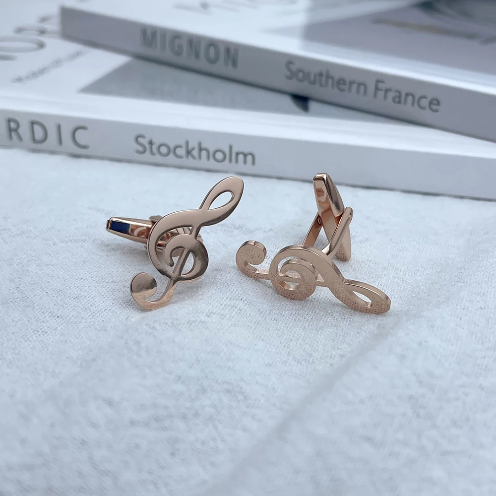 

Vintage Music Notation Letter Button Cuff Links Luxury Design Stainless Steel Carving for Mens Charm Shirt CuffLinks