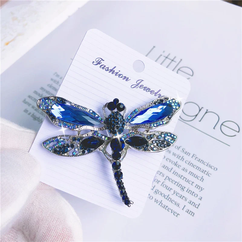 

Insect Dragonfly Rhinestone Brooches For Women Men Fashion Jewelry Vintage Metal Crystal Hijab Pins Bag Decor Accessories
