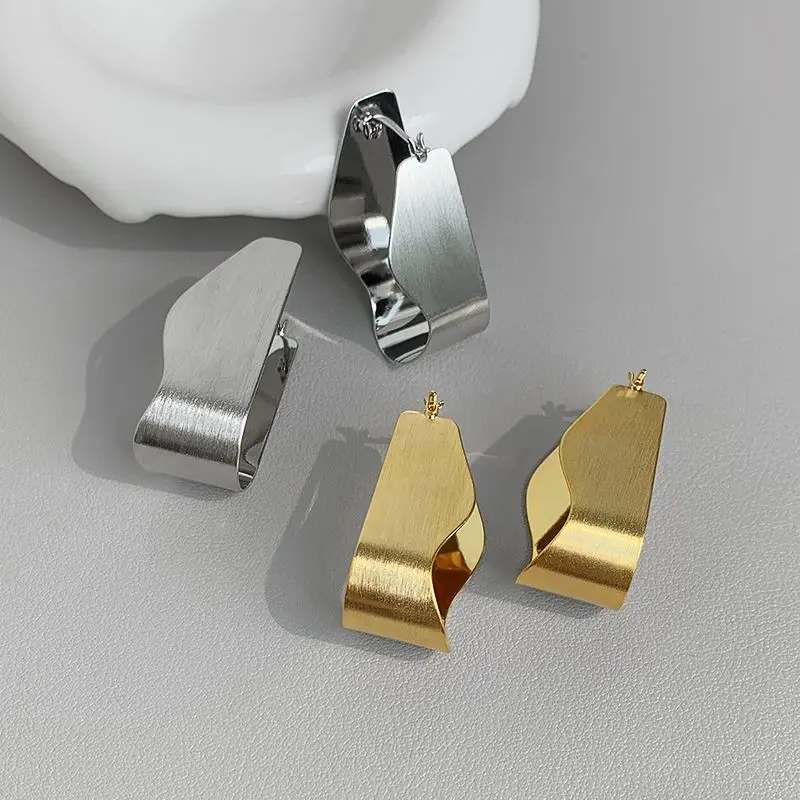 

Brushed Exaggerated Gold Earrings Luxury Trendy Earrings 18K Stainless Steel Gold Plated Valentines Day Gift