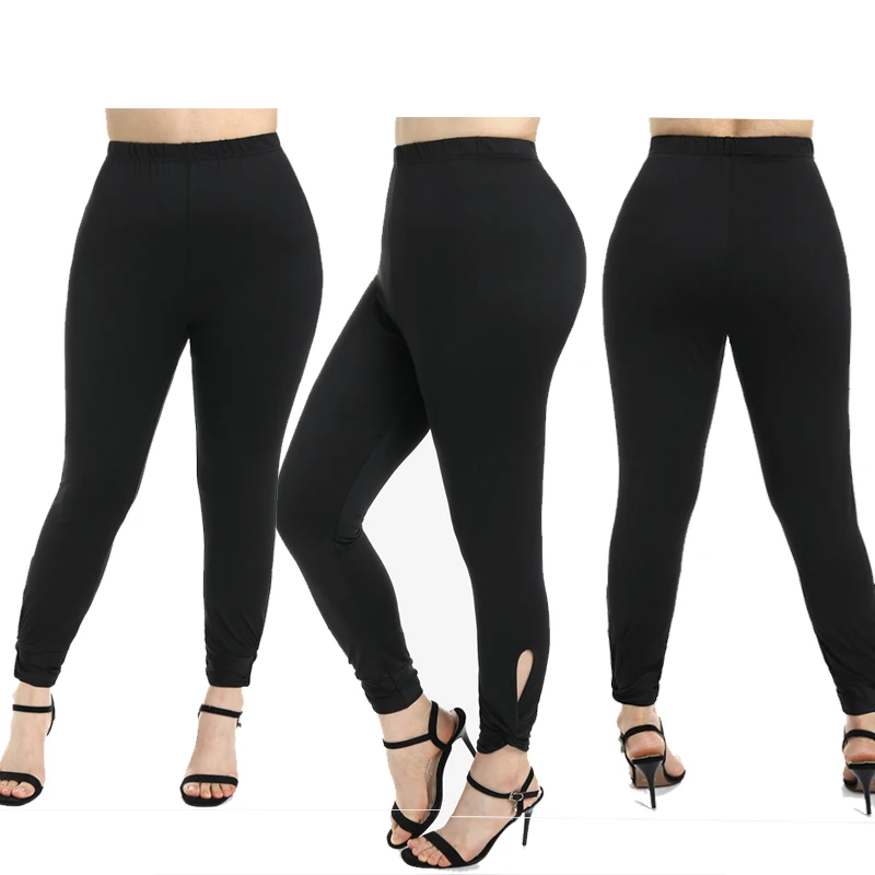 

Women's High Waist Elastic Full Length Strech Lace Insert Button Hole Skinny Slimming Capri Workout Running Yoga Legging Pant