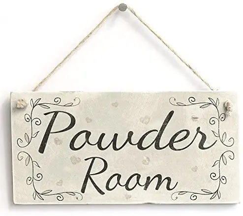 

Powder Room Handmade Rustic Country Wooden Home Decor Toilet Door Sign/Plaque Wooden Hanging Sign