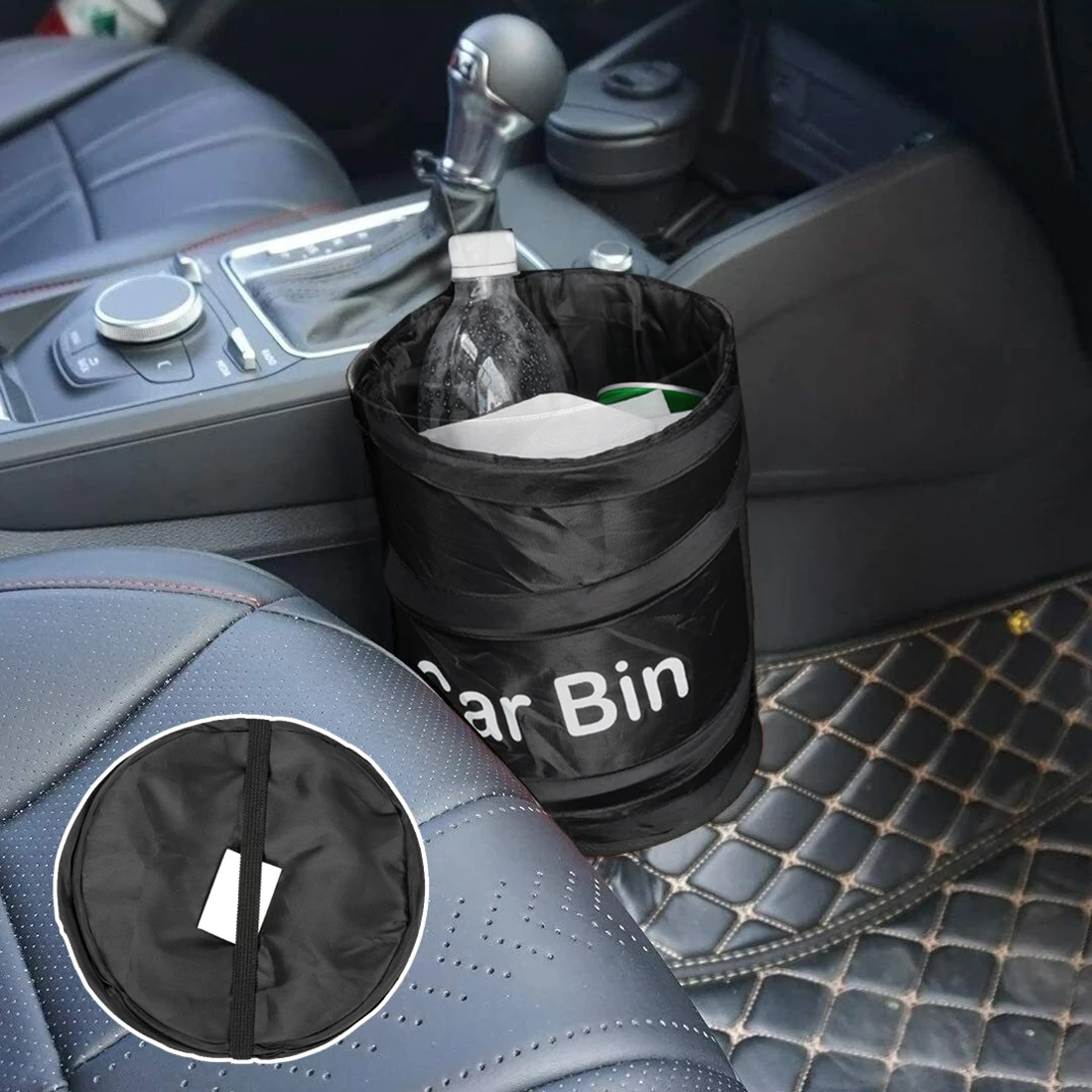 

Collapsible Black Car Trash Can Pack Trash Bag Rubbish Waste Bin for Little Leak Proof Car Cooler Bag Garbage Bag Wastebasket